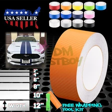 4D Semi Gloss Carbon Fiber Racing Stripes Vinyl Wrap Rally Sticker 10/25/50 Feet
