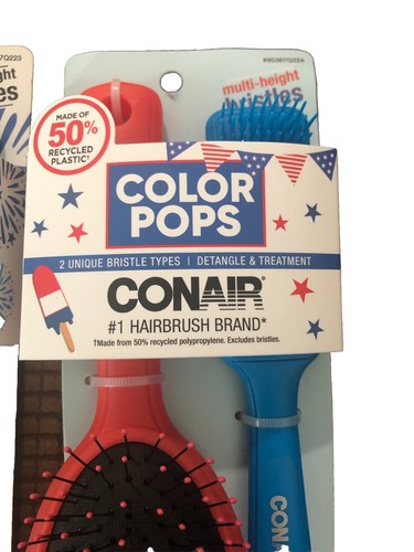 Confezione da 2 Conair Pops 2 tipi di setole uniche distacco e trattamento morbido flessibile - Foto 2 di 3