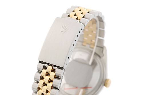 Rolex Mens Datejust Black Dial 18K Gold Steel 2Tone 16013 Jubilee Watch - Picture 5 of 7