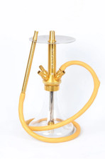 AlfeShisha Hookah Set 4 Hoses Gold, Glass Shisha, Portable Glass Vase