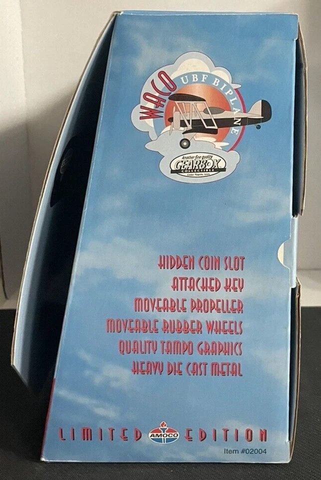 WACO Limited Edition AMOCO BIPLANE Airplane Collector Bank  - Image 4 of 4