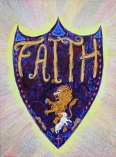Christian Painting, The Shield of Faith, Heavily Textured Large Original Art