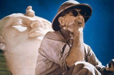 Cecil B DeMille film director by Egyptian Sphinx on his 1956 Bibli- Old Photo