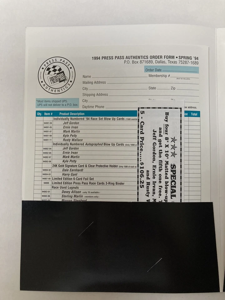 Press Pass Racing Prototype Card Release Folder 5 Cards Insider 94 Vol 1 Nascar - Image 4 of 4