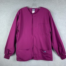 Cherokee Workwear Womens Snap Front Warm-Up Scrub Jacket 4450 Wine Burgandy Med