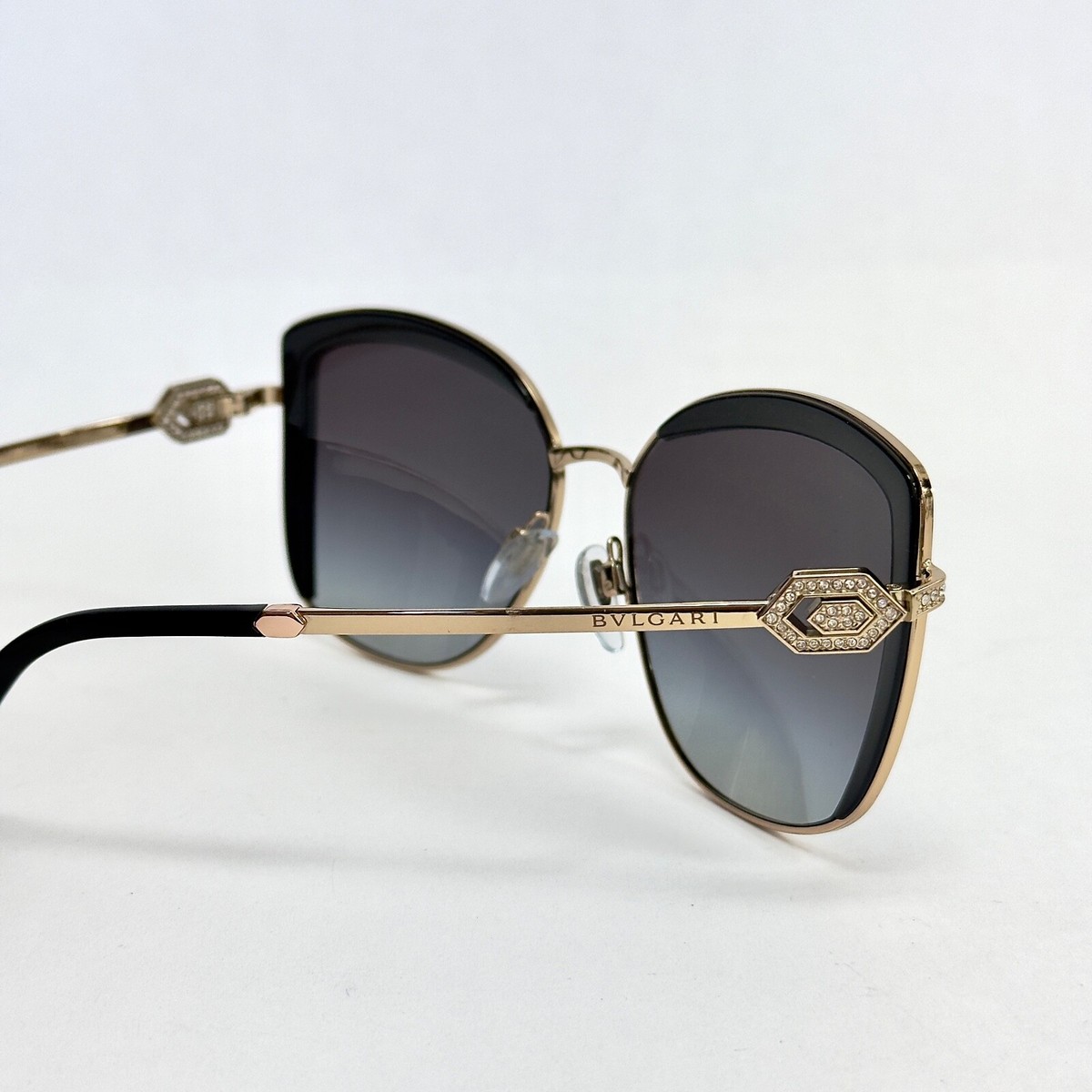 Bulgari Black Gradient Butterfly Sunglasses with Gold Temples BVLGARI Black Gold Fashion Jewel Crystal Logo Butterfly  main image 4