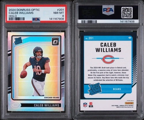 2024 Panini Donruss Optic Holo #201 Caleb Williams PSA 8 NM-MT