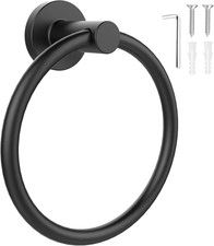 Matte Black Towel Ring Wall Mount Stainless Steel Bathroom Hand Towel
