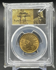 1907 $10 Indian Gold Coin - No Motto Saint Gaudens Label PCGS MS63