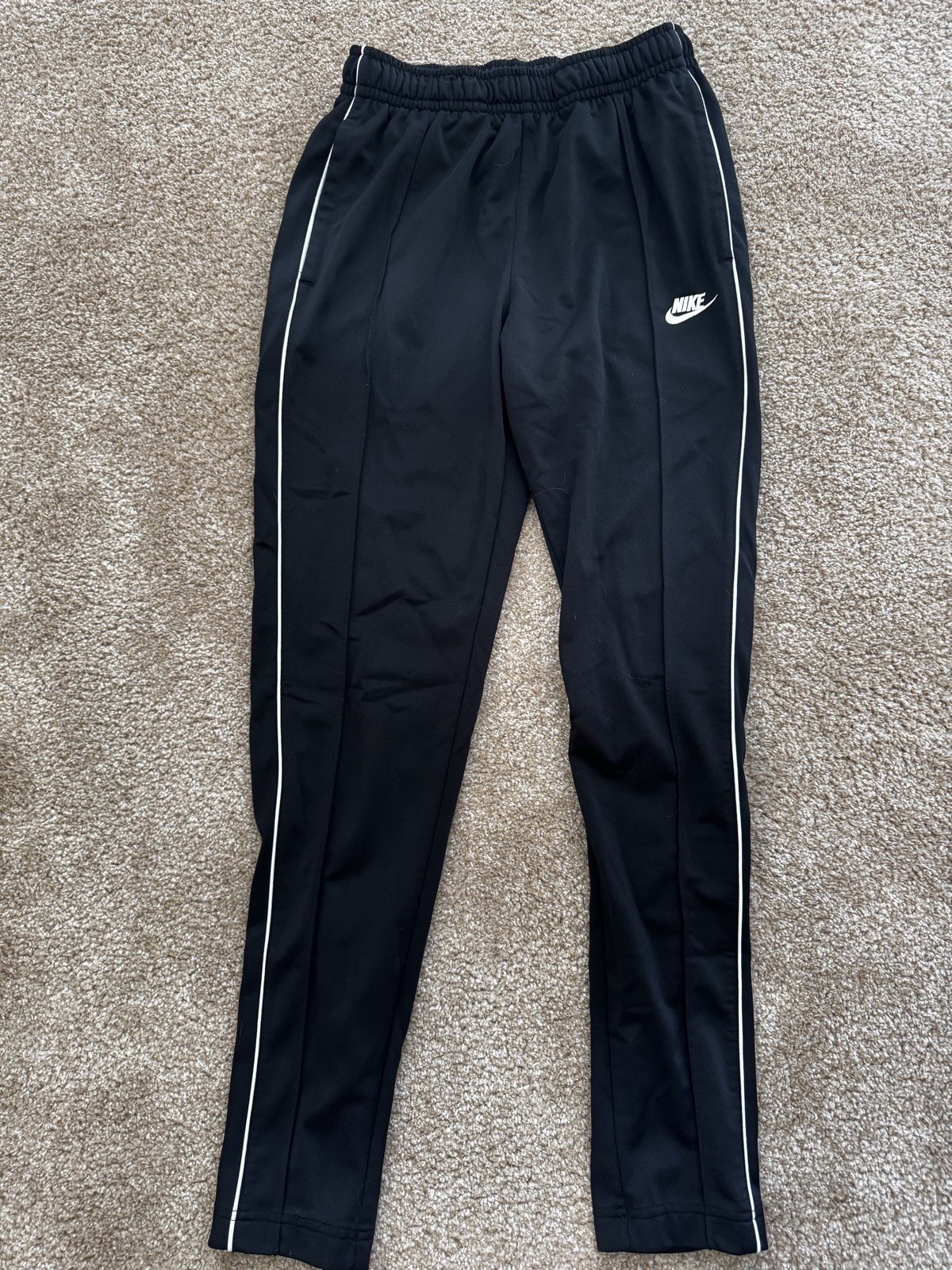 Nike Black & White Stripe Track Pants Size M – Unisex Y2K Vintage Sweatpants Jog