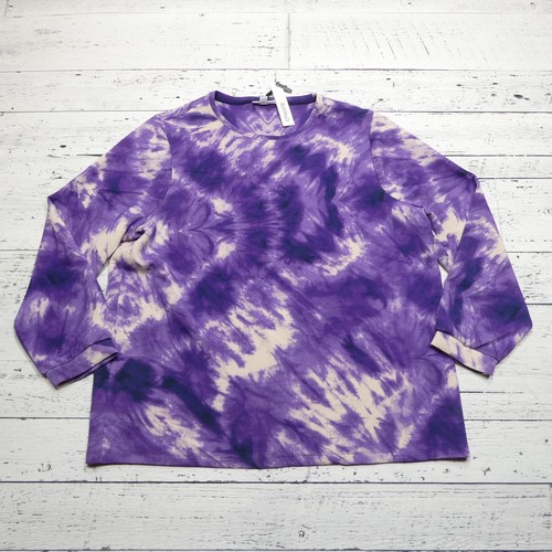 Chico's Zenergy Shirt Damen 2XL 4 lila Batik Langarm weich Scuba Oberteil