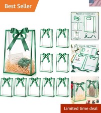 12 Pcs Clear Plastic Gift Bag with Die Cut Handles Reusable PP Favor Bag with...