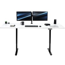 VIVO Electric Dual Motor 83  x 30  Standing Desk, White Top, Black Frame