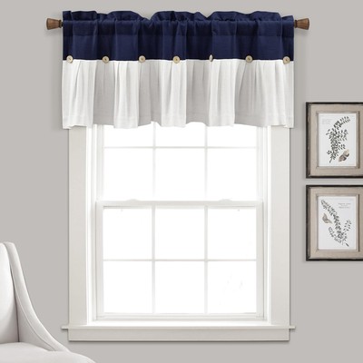 Lush Decor Linen Button 52''W x 18''L (Pack of 1), Navy & White 