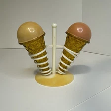 Vintage J.S.N.Y. Plastic Ice Cream Cone Salt and Pepper Shakers - Hong Kon