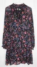 Harper 241 Womens Size 12 Floral Chiffon Dress Ruffle Neck Tier Boho Cottagecore