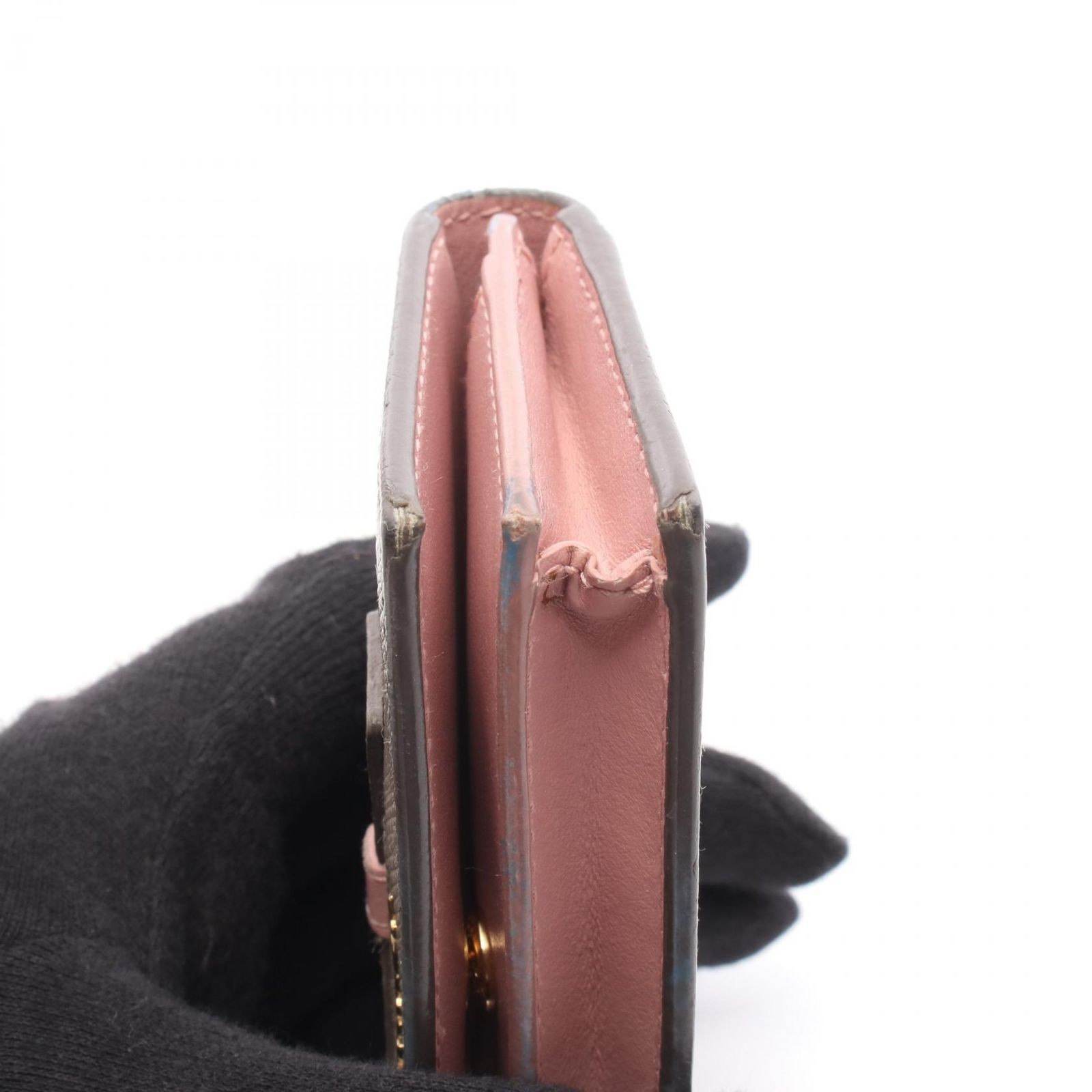 Prada Saffiano Card Case Greige Pink Leather Unisex Accessories thumbnail 7