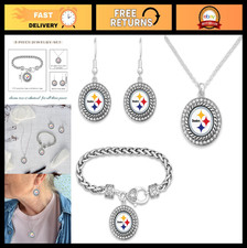 3-Piece Jewelry Set - Necklace, Bracelet Earrings with Rhinestone Emblem - NFL