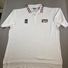 Vintage 1990s Champion USA Olympic Polo Shirt XL 1996 Atlanta NBC Patch