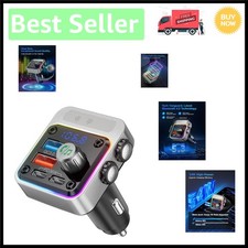 4-Port Bluetooth 5.3 Car Adapter with Deep Bass Music  Safety Features - Silver