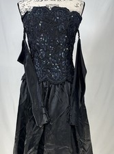 Vintage Gunne Sax Jessica McClintock Black Strapless Sequin Dress Size 3/4 Prom