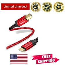 High-Speed 3ft USB C to USB B Printer Cable with Gold-Plated Connectors - Red