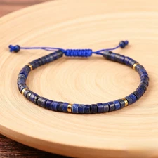 Natural Lapis Lazuli 4mm Beads Healing Reiki Crystal Women Men Bracelet Gift