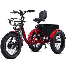 Fat Tire Electric Tricycle for Adults 3 Wheel E-Trike Big Front Basket -used