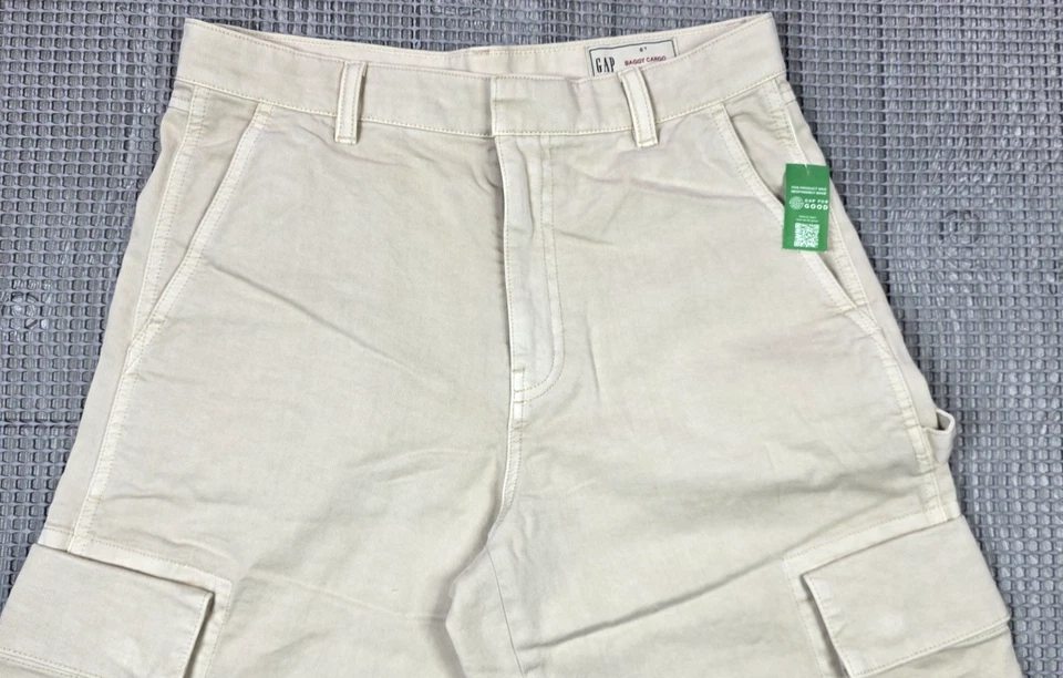 Gap Massive Baggy Wide-leg Cargo Pants Khaki Canvas Women 6T NWT 30.5x34 - Image 4 of 4