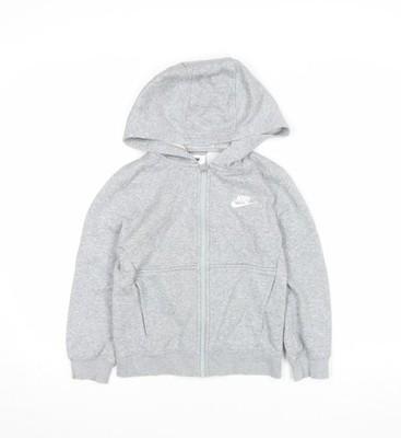 Nike Jungen grauer Hoodie mit durchgehendem Reißverschluss Fleece 7-8 Jahre normale Passform