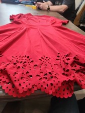 Women's Dark Red A-line Cut Out Hem Above Knee Dress Size Large Prom Party