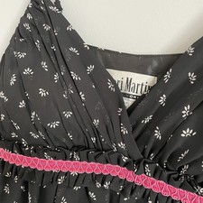 Y2K Babydoll Floral Dress sz 6 Black Pink Dainty Fairy Grunge Whimsigoth Boho