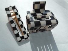 COOL BLACK AND WHITE CHECKERBOARD HAIR CLIP AND CLAW CLIP NWT