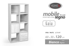 Libreria MODERNA CUBO BASSA Scaffale 8 Ripiani Archiviazione BIANCO 60*30*H120