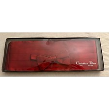 Vintage Christian Dior Paris Red Silk Cummerbund  Bow Tie Set Original Box