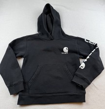 Carhartt Boys' Logo Pullover Hoodie, Black, Youth Size Small 8-10