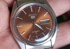 Seiko 5 Watch Automatic Vintage  Brown dial day date 7009 @ Japan
