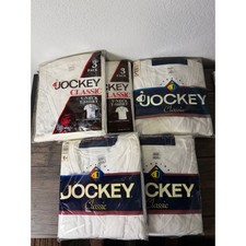 Vintage Jockey Classic V-Neck T-Shirt 5-Pack Lot White Cotton Made in USA Large