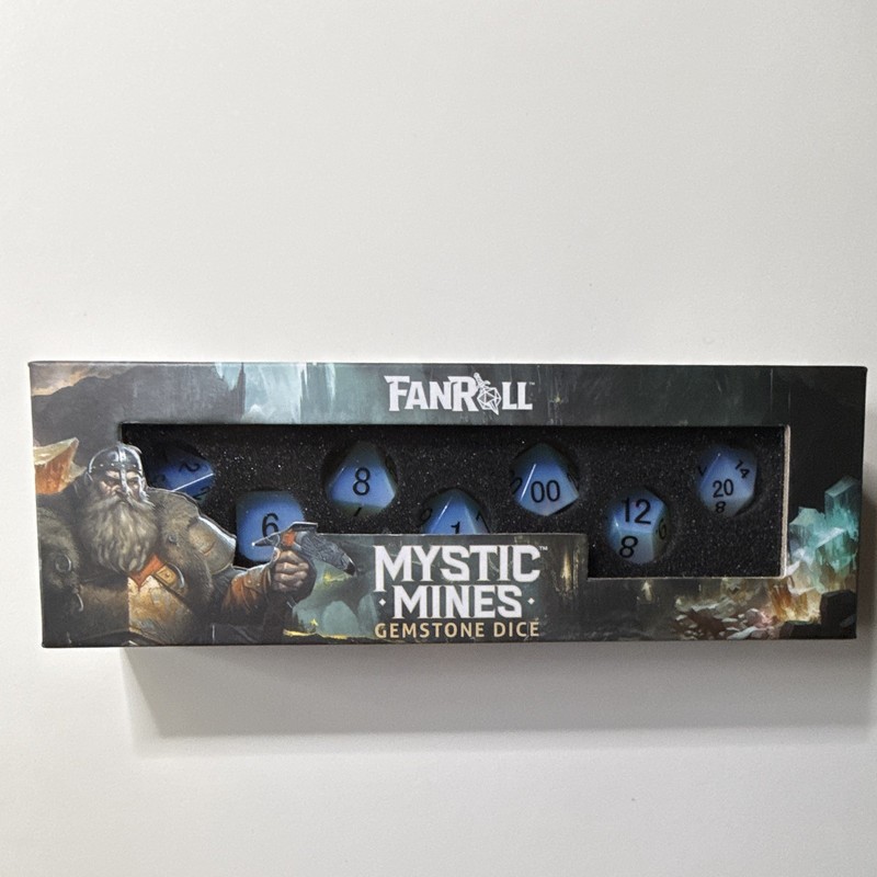 FanRoll Mystic Mines Gemstone Dice Set Premium Opalite