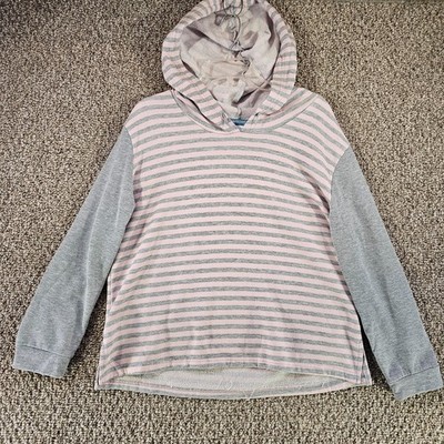 Wake & Wear Hoodie Womens Sz XL Striped Solid Sleeves