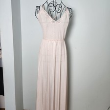 Vintage Vanity Fair Nightgown Pink Lace Slip Dress Boho Cottagecore L Petite