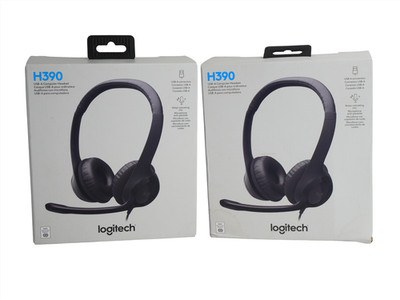 Lot Of 2 Logitech H390 Wired USB Computer Headset - Free-Shipping