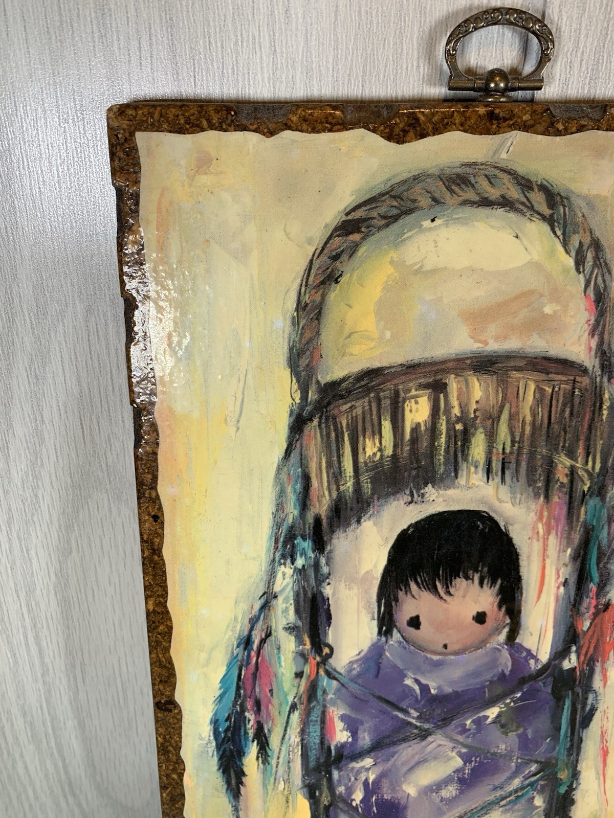 De Grazia Signed  Wall Hanging Wood Plaque Art MY VERY OWN PAPOOSE Decor
