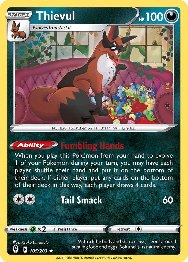 Thievul 105/203 R Evolving Skies Pokemon NM/M