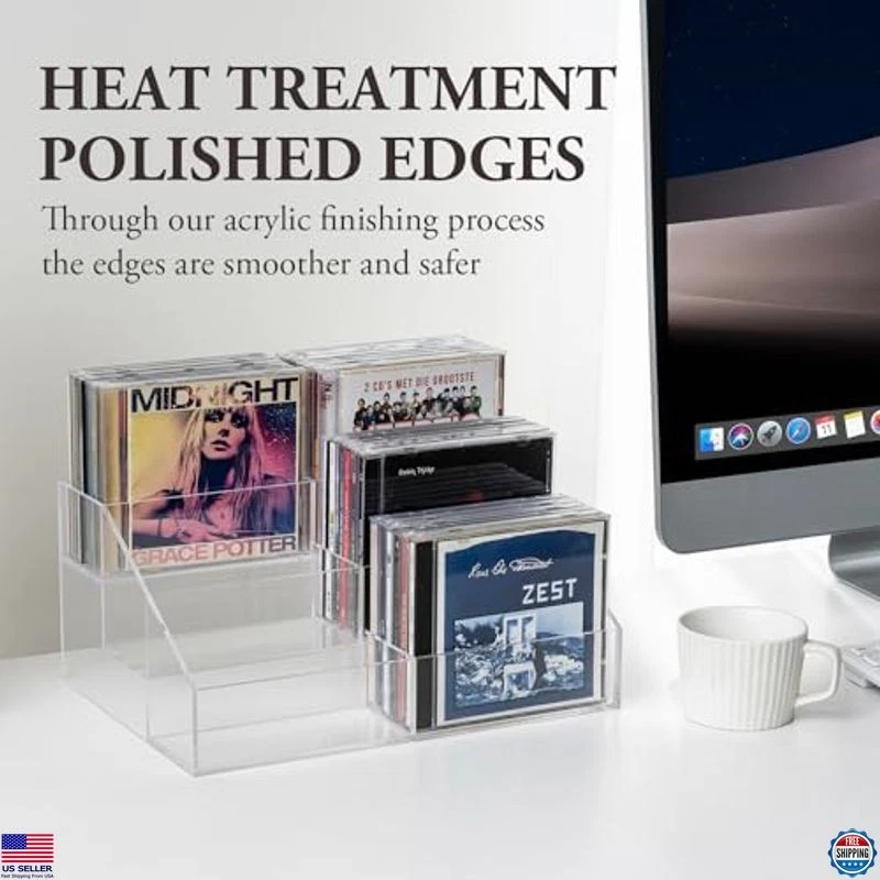 MyGift 3-Tier Clear Acrylic CD Storage Rack - Tabletop Organizer for 36 Cases - Image 3 of 4