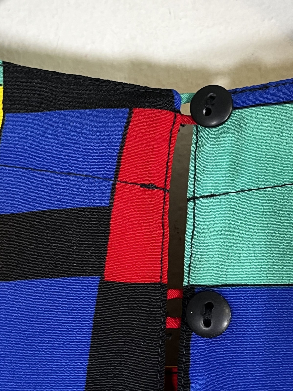 Retro Patchwork Top Red M Funky Disco Striped Geo… - image 4