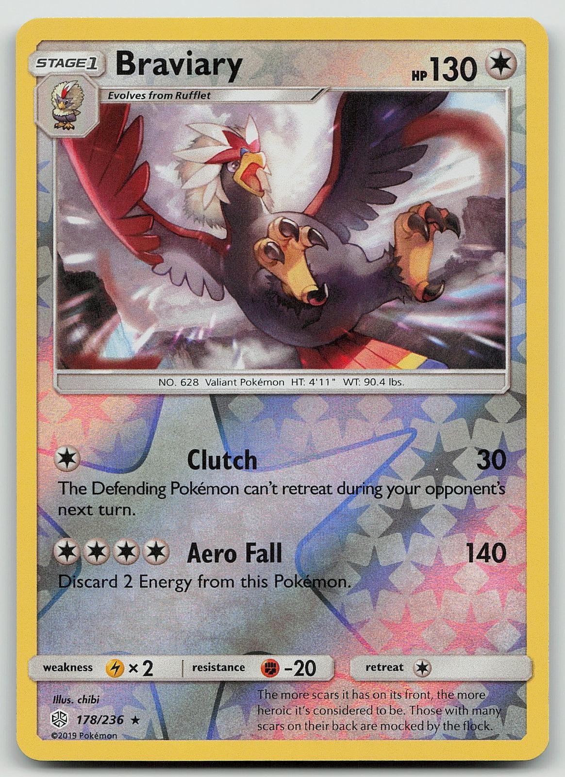Pokemon Braviary 178/236 Cosmic Eclipse Rare Reverse Holo NM