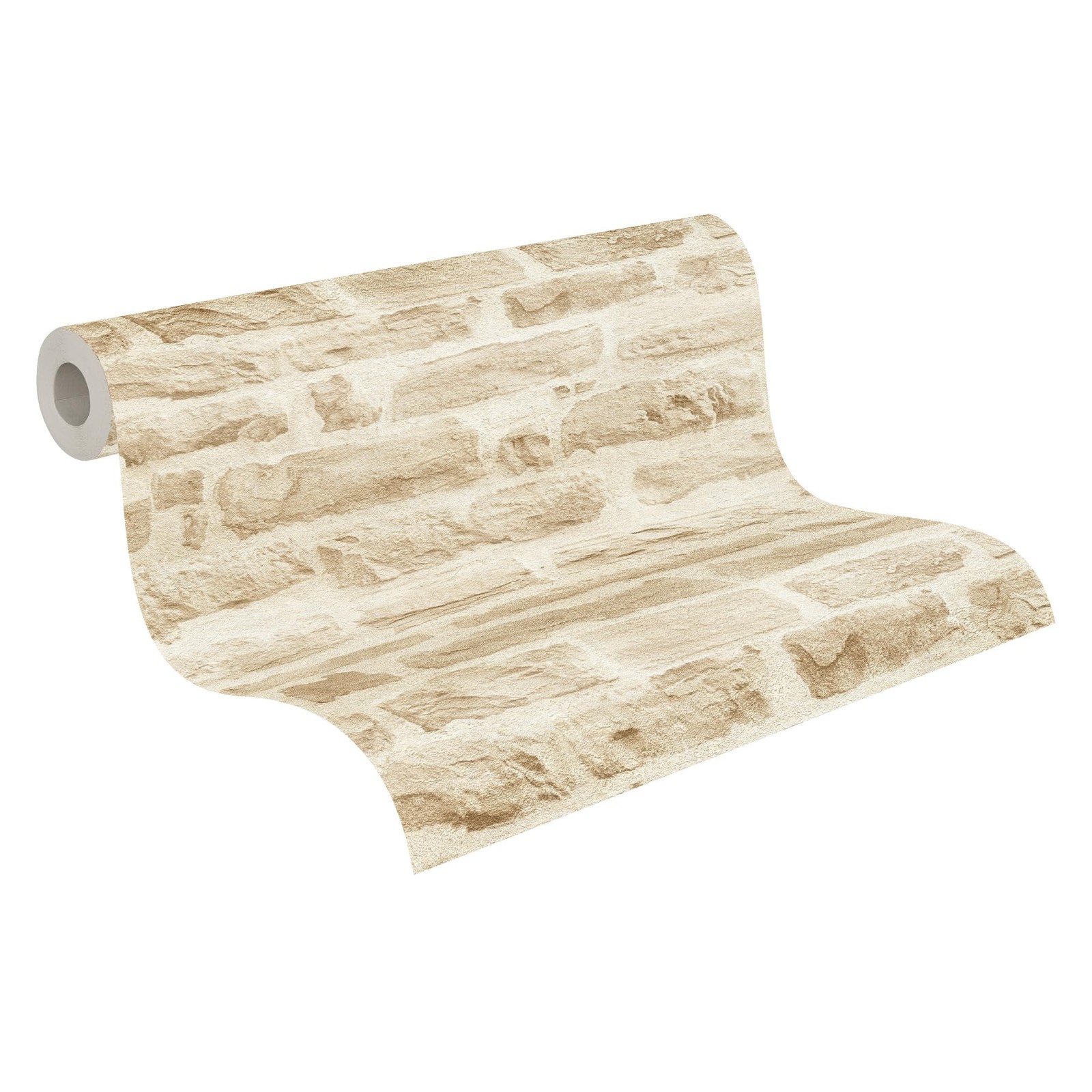 Papier peint intissé style maison de campagne beige et crème haute densité