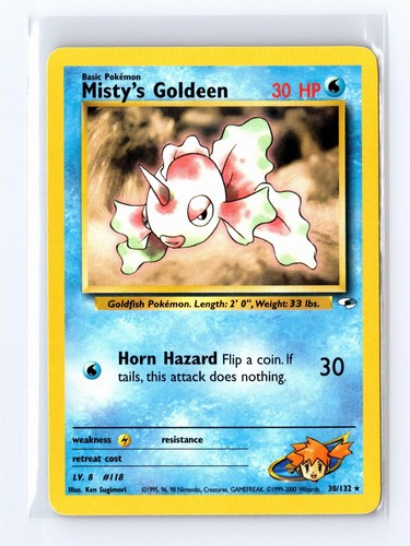Misty's Goldeen 30/132 Rare Gym Heroes Pokemon Unlimited Heavily Played