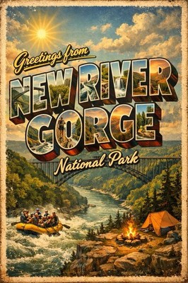 Greetings From New River Gorge National Park MODERN Postcard West Virginia D104